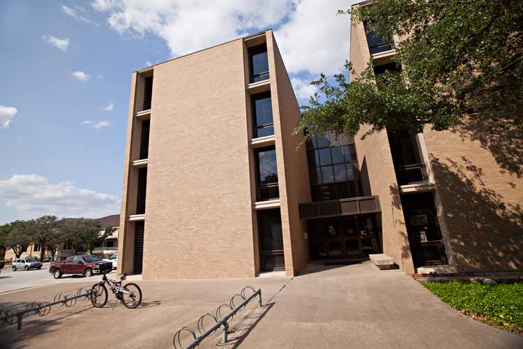 Exterior view of the north entrance to Lechner Hall
