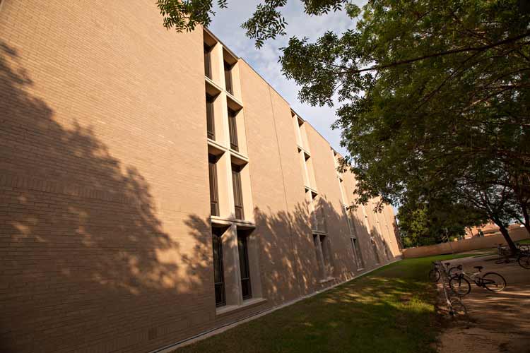 Side Exterior View of Underwood Hall: view of exterior windows on levels 1-4