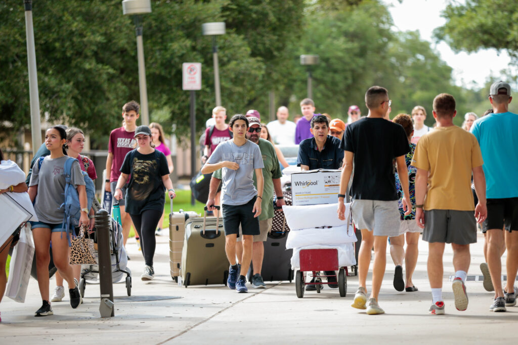 new students and their families were welcomed to Aggieland for the fall semester as they moved into their on-campus dorms.