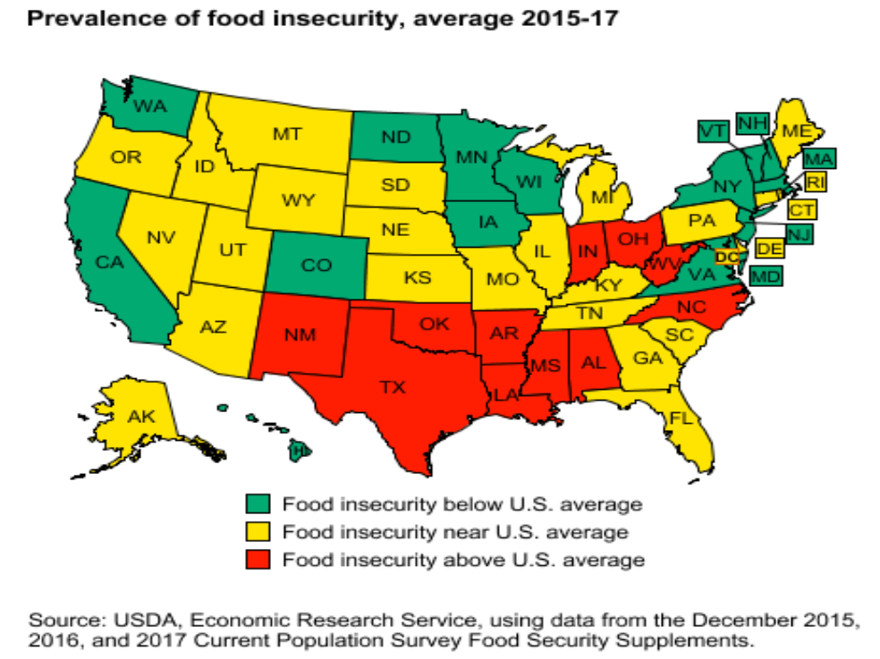 Prevalence of Food Insecurity, Average 2015-2017