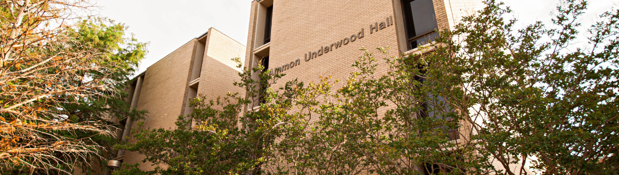 Exterior of Underwood Hall surrounded by trees