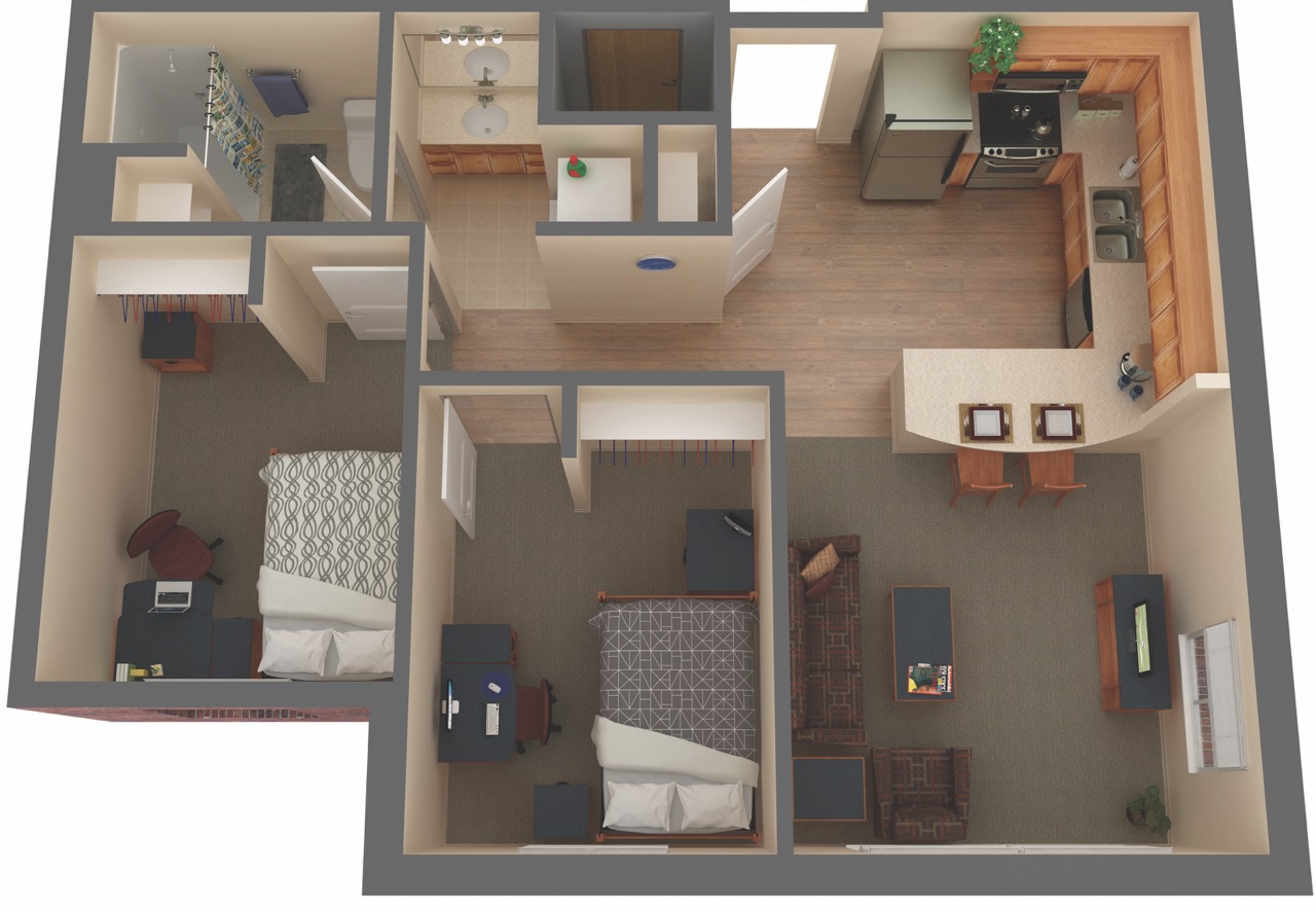 2 X 1 Bedroom Floor Plan